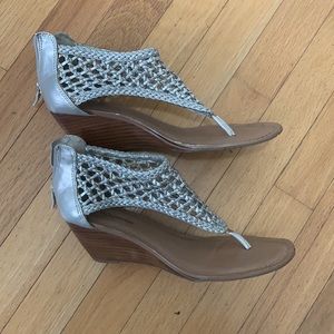 BCBGeneration Silver Sandal Wedge
